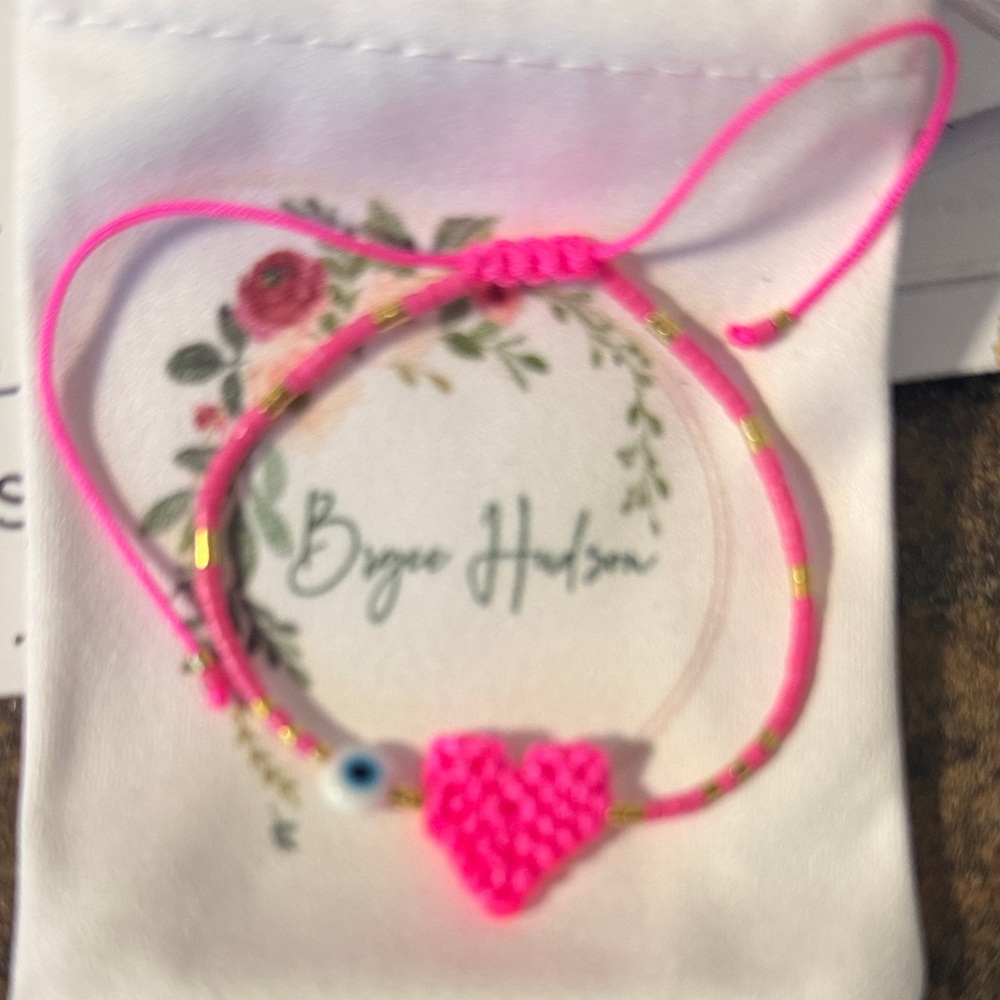 Bright Pink Heart Kids Bracelet